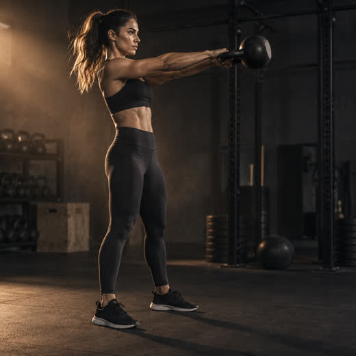 Woman doing kettlebell swings